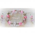 Pink Shimmer Fibre Optic Lampwork Bracelet and Earrings