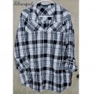 Black Gray White 100% Cotton Ladies Blouse Top 26/28 Black Gray White 100% Cotton Ladies Blouse Top 26/28
