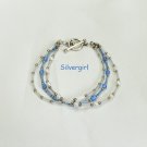 3 Strand Silver Blue Purple Glass Bracelet