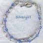 3 Strand Silver Blue Purple Glass Bracelet