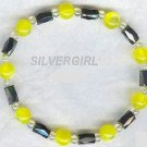 Magnetic Hematite Fiber Optic Yellow Bracelet