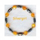 Magnetic Hematite Orange Fiber Optic Bracelet