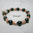Magnetic Hematite Gemstone Stretch Bracelet Peach Green