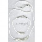 White Cat's Eye Seed Bead Stone Necklace Bracelet Set