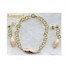 Vintage Cream Beads Gold Rings Bracelet Earring Set Vintage Cream Beads Gold Rings Bracelet Earring Set
