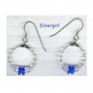 Czech Glass Blue Flower Clear Glass Hoop Earrings