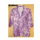 Vintage Polyester Purple Blue Pink Flower Blouse  SZ 18