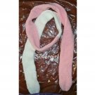 OOAK Knit Soft Pink White Tube Scarf  Approx 72" long x 3" Wide