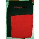 Hand Knit Scarf Black Red  72" x 8"