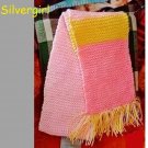 60" Long Hand Knit Pink Yellow Scarf