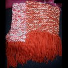 Long Hand Double Knit Red White Scarf 60 x 6 1/2" Long Hand Double Knit Red White Scarf 60 x 6 1/2"