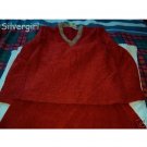 Vintage Burgandy 2 Piece Textured Loop Outfit Skirt Top