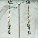 White Green Red Pink Cloisonne Crystal Dangle Earrings