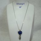 Cobalt Blue Marbled Heart Necklace 18" Cobalt Blue Marbled Heart Necklace 18"