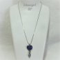 Cobalt Blue Marbled Heart Necklace 18"