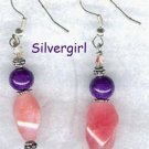 Cherry Quartz Gemstone Mountain Jade Earrings Cherry Quartz Gemstone Mountain Jade Earrings