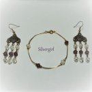 Clear Amethyst Glass Bracelet Earring Set