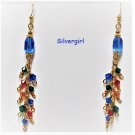 Rainbow Crystal Dangle Gold Plate Earrings