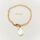 Lime Mother of  Pearl Shell Tear Drop Chain Bracelet