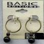 BASIC EDITIONS 14K Goldplate Hoops Black Beads