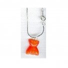 Orange Dress Cat's Eye Necklace on Silver Chain