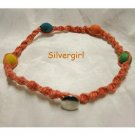 Twisted Orange Hemp Choker With Wood Beads Twisted Orange Hemp Choker With Wood Beads