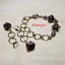 Black Purple Silver Lampwork Chain Bracelet Earring Set Black Purple Silver Lampwork Chain Bracelet Earring Set