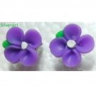 2 Tone Small Rich Purple White Polymer Clay Flower Stud Earrings 13mm 2 Tone Small Rich Purple White Polymer Clay Flower Stud Earrings 13mm