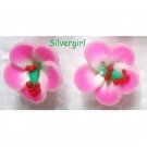 2 Tone Small Bright Pink and White Polymer Clay Flower Stud Earrings 15mm 2 Tone Small Bright Pink and White Polymer Clay Flower Stud Earrings 15mm