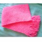Approx 60 x 8" Long Hand Knit Bright Hot Pink Scarf