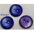 Set of 3 Royal Purple Plastic Vintage Buttons