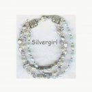 3 Strand Fresh Water Pearl Glass Silver Bracelet 3 Strand Fresh Water Pearl Glass Silver Bracelet