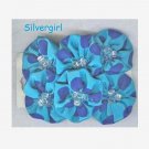Navy Blue and Turquoise Silky Hair Barrettes Navy Blue and Turquoise Silky Hair Barrettes