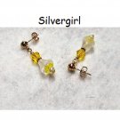 Cute Little Yellow Glass Flower Bell Earrings