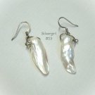 Shimmering White Freshwater Pearl Shell Earrings #13.
