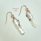 Shimmering White Freshwater Pearl Shell Earrings #20.