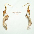 #1. Wonky Natural Creamy White Gold Plate Crystal Shell Earrings