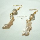 Wonky Natural Creamy White Gold Plate Crystal Shell Earrings #2.