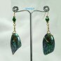 Beautiful Multi Coloured Paua Shell Green Crystal GP Earrings