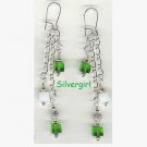 Emerald Green White Cube Crystal Earrings Emerald Green White Cube Crystal Earrings