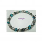 Shimmery Purple Blue Clear AB Crystal Wrap Bracelet 15"