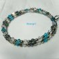 Shimmery Purple Blue Clear AB Crystal Wrap Bracelet 15"