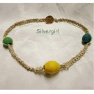 14.75" Natural Thin Hemp Painted Wood Bead Choker 14.75" Natural Thin Hemp Painted Wood Bead Choker