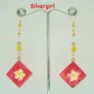 Bright Red, White, Yellow Polymer Clay Plumeria Flower Shell Earrings Bright Red, White, Yellow Polymer Clay Plumeria Flower Shell Earrings