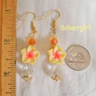 Yellow Orange Polymer Clay Plumeria Flower Earrings Yellow Orange Polymer Clay Plumeria Flower Earrings
