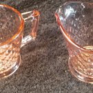 Imperial Pink "Diamond Quilted" Creamer & Sugar Set