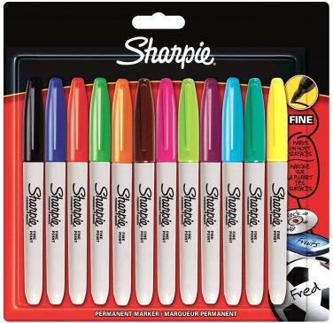 Sharpie Fine Point Permanent Marker - Assorted Colours, Pack of 12