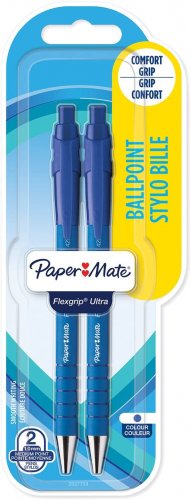 Paper Mate Flexgrip Ultra Retractable Ballpoint Pens | Medium Point (1.0mm) | Blue | 2 Count