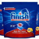 Finish Dishwasher Tablets, All in 1 Max Lemon (Pack of 5, Total 155 Tablets)