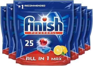 Finish All-in-One Max Dishwasher Tablets, LEMON, Multipack of 6 x 25, Total 150 Tablets